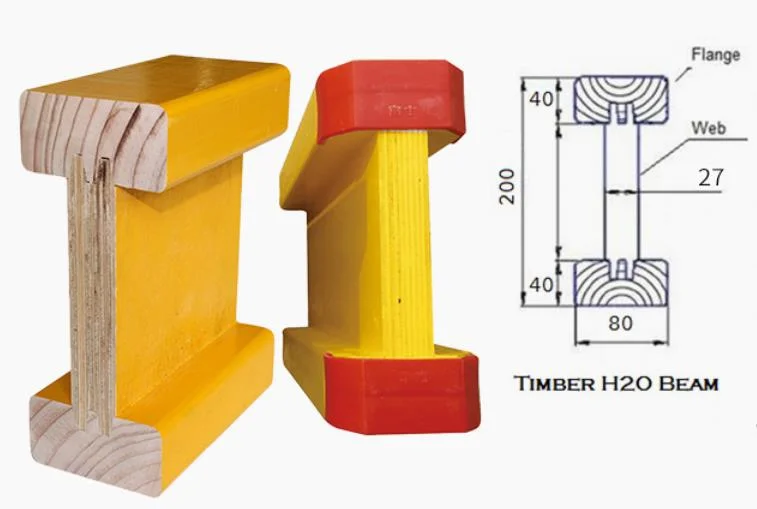 Yellow H20 Solid Wood H Beam for Wood Beam Construction